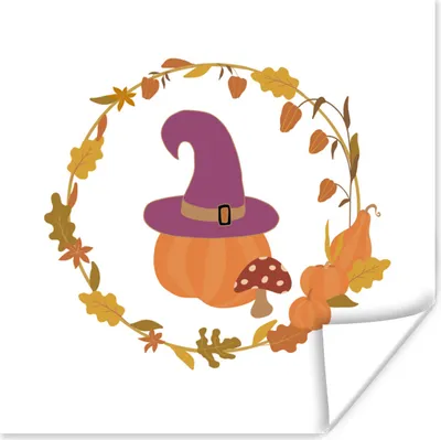 Produktbild von MuchoWow® Poster Herbst - Kranz - Halloween - Hexenhut 50x50 cm - Wohnzimmerdekoration
