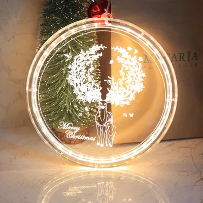 Produktbild von 3D Weihnachten Fensterlicht Hängend Warmweiß Batteriebetrieben LED Innen Deko für Schlafzimmer Terrasse Restaurant Geschäft,Elch