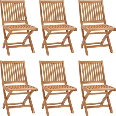 Obrázok produktu pre vidaXL, skladacie stoličky s vankúšmi, 6 kusov, masívne drevo, teak