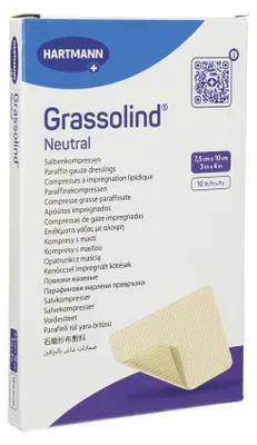 Zdjęcie produktu dla Hartmann Grassolind® kompres maściowy, różne rozmiary - 7,5 x 10 cm / 10 sztuk | opakowanie (10 sztuk)