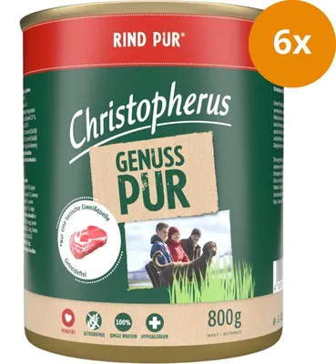 Produktbild von Christopherus Pur - Rind 800 g, Adult, jede Rasse, Rind, 800 g, Ohne Soja