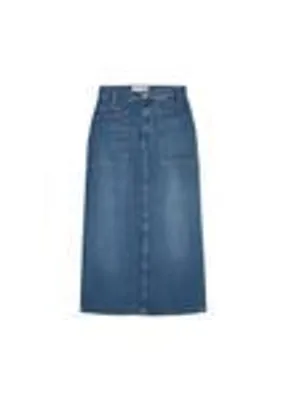 Produktbild von Denim Skirt, mid waist, midi length 039 Soft touch dark blue wash Größe 29