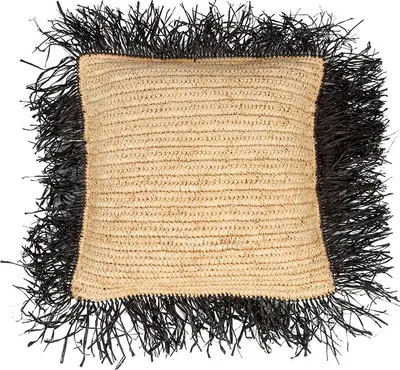Produktbild von Bazar Bizar Der Raffia Kissenbezug - Natur Schwarz - 40x40