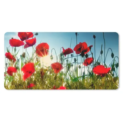Produktbild von MuchoWow® Mauspad Mousepad Mohnblumen - Toskana - Sonne - Rot - Blau 60x30 cm - Mousepads - Maus Mat - Pad - Mausunterlage - Nachhaltig