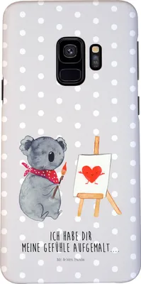 Produktbild von Mr. & Mrs. Panda Samsung Galaxy S9 Handyhülle Koala Künstler - Grau Pastell - Geschenk, Zeichnen, Smartphone Hülle, Liebesgeschenk, Liebe, Gefühle, Handy Schutzhülle