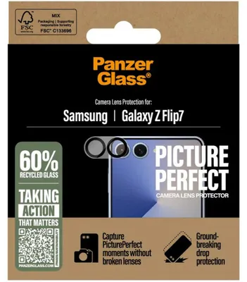 Produktbild von PanzerGlass ® PicturePerfect Kameraschutz Samsung Galaxy Z Flip7, Samsung, Samsung - Galaxy Z Flip7, Trockene Anwendung, Kratzresistent, Schockresistent, Transparent, 1 Stück(e)