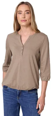 Produktbild von Street One 3/4-Arm Shirt mit Split Neck und Knöpfen Light Terra Mocha 34