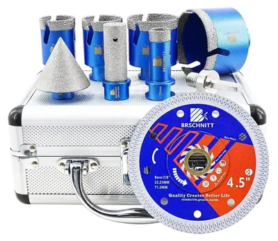 Produktbild von Diamant-Kernbohrer-Set Fliesenbohrer 20/35/40/50/68MM, 20MM Finger Bit, 50MM Fase Bit M14, 115MM Diamant-Blatt