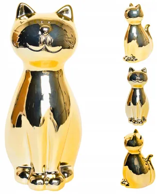 Produktbild von Ewax Keramik Sparschwein Katze golden 8x10x18cm Deko