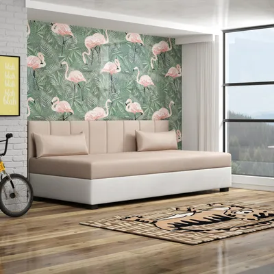 Produktbild von Einzelbett mit Polsterung 90x195 ESTRADA 1 - hellbraun/creme