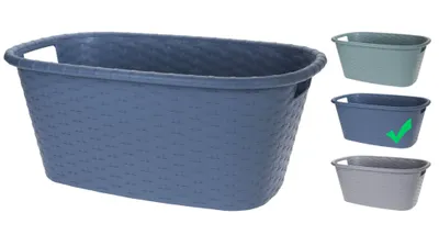 Immagine prodotto di Home & Styling Cesto portabiancheria, design in rattan, ovale, plastica, grigio (Gunpowder Grey)