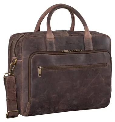 Produktbild von Benthill Aktentasche aus echtem Leder - Schultertasche / Umhängetasche - Leder-Tasche Lehrertasche / Studententasche - Leder Herren Arbeitstasche aus Büffelleder