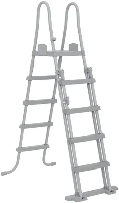Produktbild von Pool-Sicherheitsleiter mit 4 Stufen, 132 cm, für Aufstellbecken, hochklappbare Einstiegstreppe aus Stahl und Kunststoff
