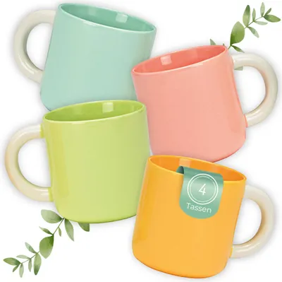 Produktbild von Kaffeetassen Pastellfarben, 4er Set, für 340 ml