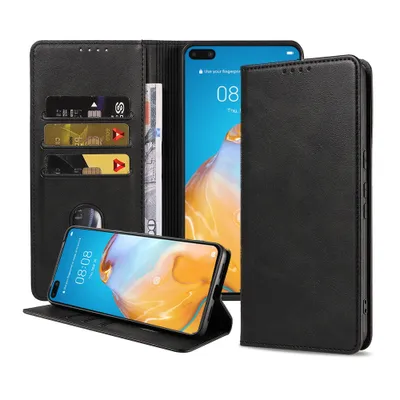 Produktbild von Smartphonica Telefoonhoesje geschikt voor Huawei P40  kunstleren Hoesje met Magnetische sluiting en Pasjeshouders Book Case met  Klepje - Zwart
