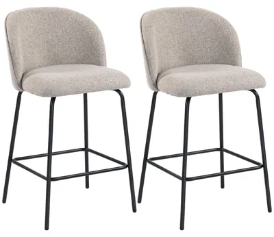 Obrázek produktu pro Sada dvou barových židlí s opěradlem a podnožkou | Barva: Šedá | Rozměry: 50x55x93 cm
