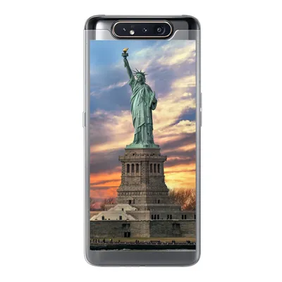 Produktbild von MuchoWow® Handyhülle Schutzhülle Hülle für Samsung Galaxy A80 Freiheitsstatue in New York bei Sonnenuntergang Silikon Softcase Handy Hülle - Schutzdeckel
