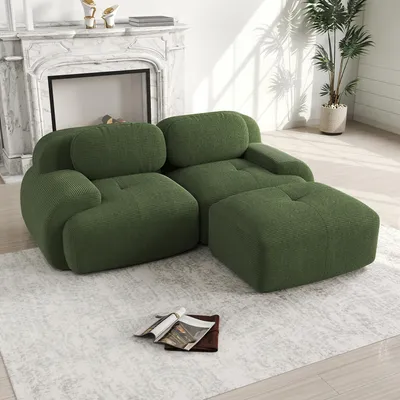 Produktbild von STILVORA Ecksofa mit rahmenlosem Design und modularer Kombinierbarkeit, Rahmenloses Sofa mit gebogenen Armlehnen ohne Montage, Schlafsofa mit hochelastischer Schaumstoffpolsterung, Cordstoff