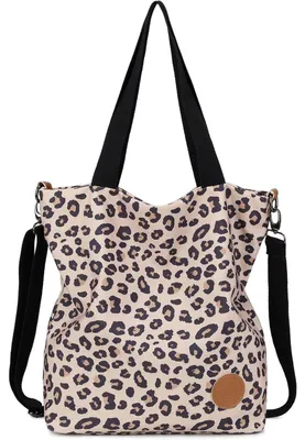 Produktbild von Damen Canvas Handtasche Schultertasche Groß Lässig Multifunktional Leopard02