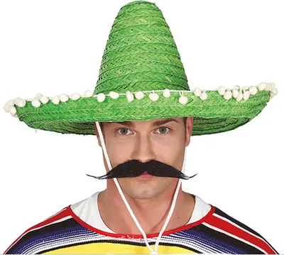 Productafbeelding van Enorme strooien sombrero voor volwassenen, groen, ongeveer 51 cm