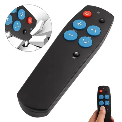 Produktbild von Senioren-Fernbedienung mit 7 Tasten, Universal für alle TVs, kompatibel mit Infrarotgeräten wie TV, Receiver, DVD, CD, Audio