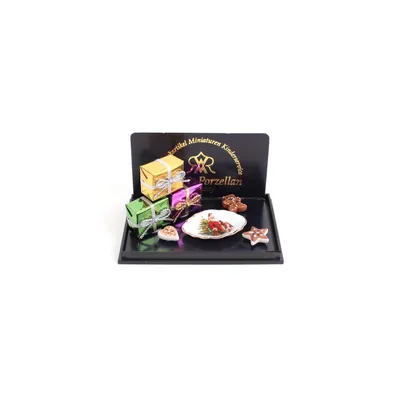 Produktbild von Weihnachtsfreude Miniatur mit Geschenken, Teller und Gebäck