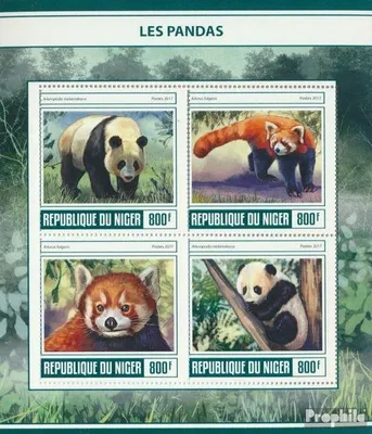 Produktbild von Briefmarken Niger 2017 Mi 5042-5045 Kleinbogen (kompl. Ausg.) postfrisch Pandas