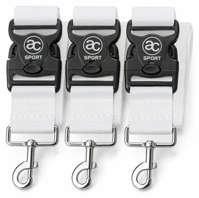 Produktbild von Tennisnetz Regulierband 3er Set, Netzhöhenmesser Tennisnetz, 91,4 cm Turniermaß, Edelstahl Karabiner, robust & UV-beständig, Sichere 2-Punkt-Fixierung