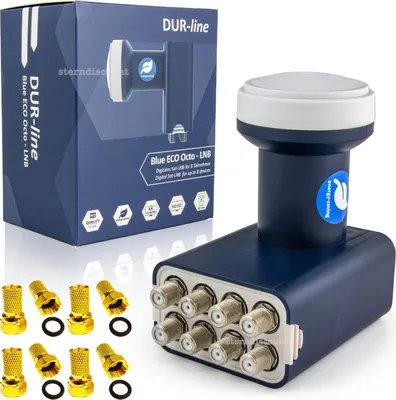 Produktbild von DUR-line Blue ECO Octo LNB 8-fach – 8 Teilnehmer, max. 180 mA, 0,1 dB Rauschmaß, LTE-Filter, Wetterschutzgehäuse, Full HD 4K