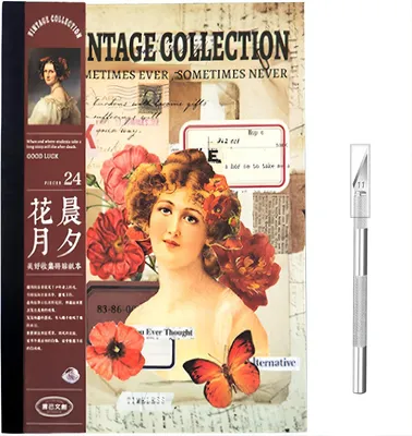 Productafbeelding van Scrapbooking sticker set, vintage stijl, met meer dan 800 stickers, verdeeld over 24 vellen, geschikt voor bullet journals