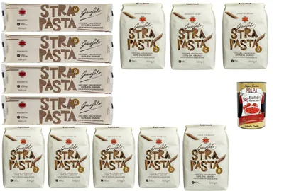 Produktbild von Italian Gourmet Italienische Pasta Mix StraPasta – 12 x 500 g Vorratspack, Spaghetti & Penne Ziti Rigate, proteinreicher & ballaststoffreicher Hartweizengrieß + Italian Gourmet Polpa