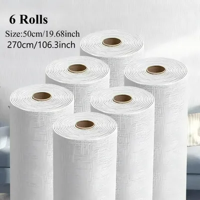 Produktbild von 6 Stück selbstklebende Tapete, 3D Fliesen Ziegel Wand Aufkleber,wasserdichte und feuchtigkeitsdicht , Schlafzimmer/Wohnzi Dekoration Wallpaper, Weiß.