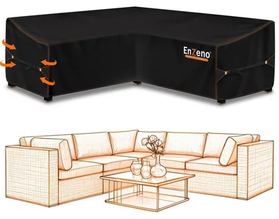 Immagine prodotto di Copertura per mobili da giardino a forma di L, impermeabile, dimensioni 210x260x87 cm, realizzata in tessuto Oxford 420D