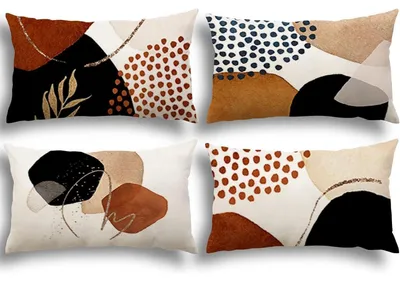 Produktbild von Kissenbezüge 30x50 cm Leinen-Mischgewebe Abstraktes Muster 4er Set