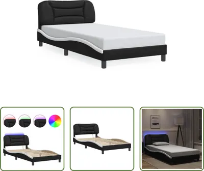 Imagen del producto de Conjunto de cama "Living Store" con iluminación LED, color y blanco, dimensiones 100x200 cm, tapizado en cuero sintético