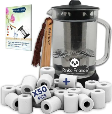 Wasserkaraffe 1,5 l mit 50 Keramikperlen, Bambuszange