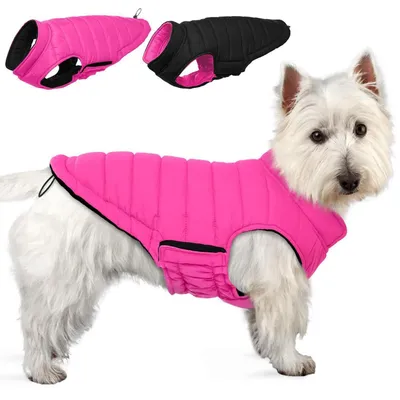 Produktbild von Hundemantel Winterjacke Rosa XS Wendbar Wasserdicht Winddicht Klettverschluss