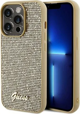 Produktbild von Guess Disco Metal Script Hülle Für Iphone 14 Pro - Gold