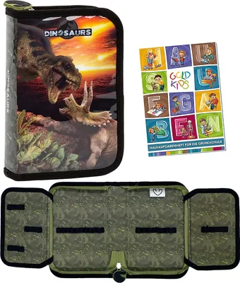 Produktbild von Federmappe Federmäppchen Federtasche ohne Inhalt Dinosaurier Dino Motiv Artikel inkl Hausaufgabenheft
