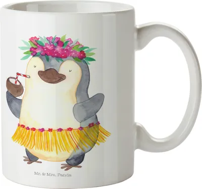 Produktbild von Mr. & Mrs. Panda Kaffeebecher Pinguin Kokosnuss - Weiß - Geschenk, Pott, Teetasse, Tanzen, Hawaii, Tasse, Erholt, Keramiktasse, Kaffeetasse, Urlaub