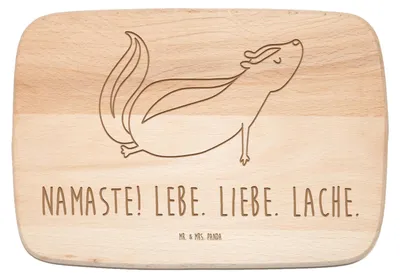 Produktbild von Mr. & Mrs. Panda Holzbrett Stinktier Yoga - Transparent - Geschenk, Liebe, vesperbrett, Namaste, Frühstücksbrett, Frühstücksbrettchen, schneidbrett, Wildtier, Lebe