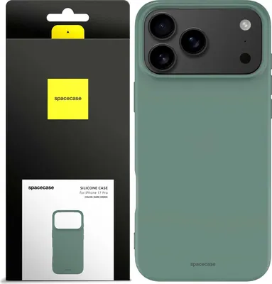 Immagine prodotto di Custodia in silicone Spacecase per iPhone 17 Pro verde scuro