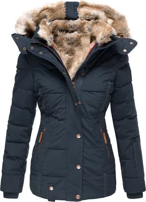 Produktbild von Damen Mantel Winterjacke Steppjacke mit Abnehmbarem Kapuzenmantel mit Reißverschluss Softshelljacke Fell Kragen Trenchcoat