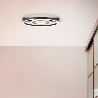 Image de BRILLIANT Plafonnier LED noir intemporel Maureen | blanc chaud | 22W 2900 lumens 3000 Kelvin | 37x37cm
