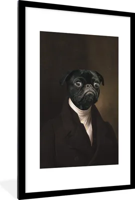 Produktbild von MuchoWow® MuchoWow® Gerahmtes Poster Alte Meister - Hund - Tiere 60x90 cm - Poster mit zchwarzem Bilderrahmen - Dekoration - Wandposter Wohnzimmer - Hochwertig