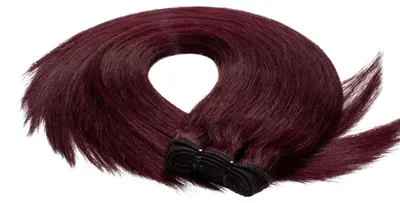 Produktbild von hair2heart Premium Echthaar Tressen zum Einnähen Extensions glatt - 60cm 50g 55/65 hellbraun intensiv violett-mahagoni