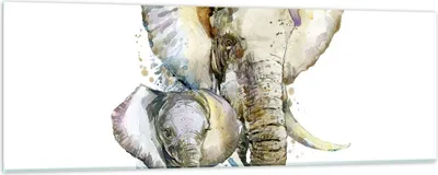 Produktbild von Bilder auf glas - Elefanten tier safari afrika - 90x30cm - Glasbilder - Wandbilder - Kunstdruck - zum Aufhängen bereit - Wanddekoration aus Glas - Glas Bilder - Wandbild auf Glas - GAB90x30-2884