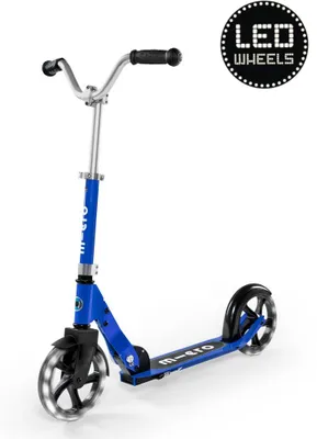 Image de Micro trottinette enfant Cruiser LED bleue - trottinette pliable avec roues LED - 2 roues