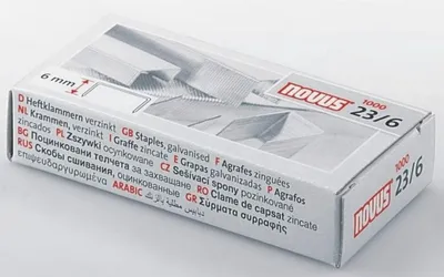 Produktbild von Heftklammern 23/6 verzinkt Packung mit 50 Stück
