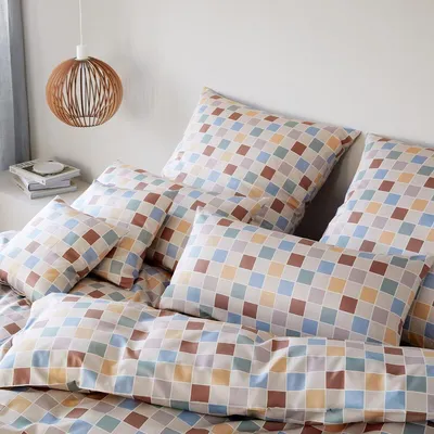 Produktbild von elegante Mako-Satin-Bettwäsche-Garnitur Scrabble Farbe Natur Größe 240x220+2x80x80